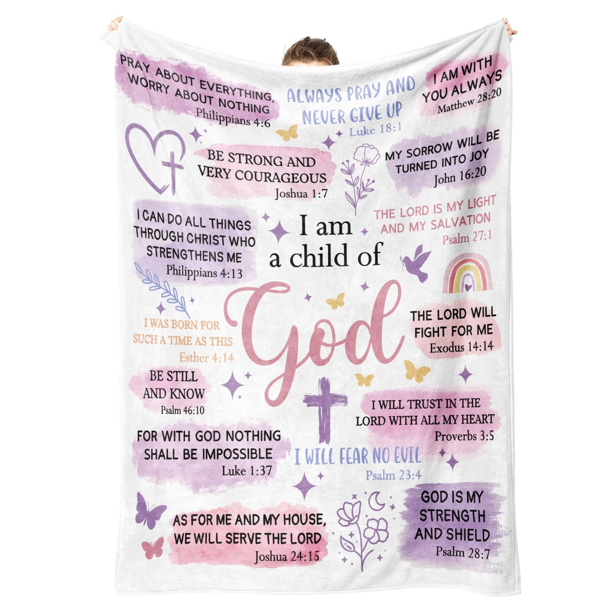 Encoink I Am a Child of God blanket front view with soft, cozy fabric.