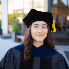 Endea Graduation deluxe Doctoral Tam full view with six-sided crown
