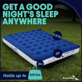 EnerPlex air mattress inflating demo on a flat surface.