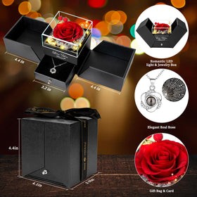 ENERLEAF rose displayed in lighting box for romantic presentation