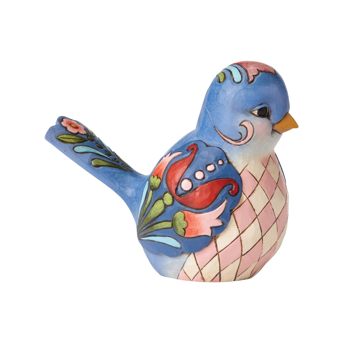Enesco Bluebird of Happiness figurine with hand-painted folk art for display
