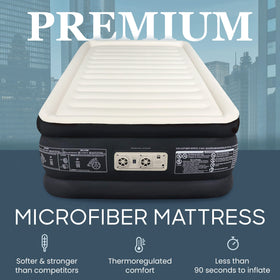 Englander Twin Air Mattress with built-in pump demonstrates quick setup for outdoors.