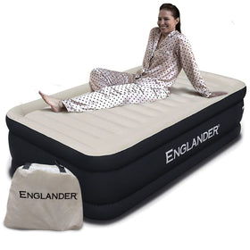Englander Twin Air Mattress top view reveals a stable camping sleeping surface.