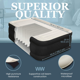 Englander Twin Air Mattress waterproof microfiber resists spills and damp conditions.