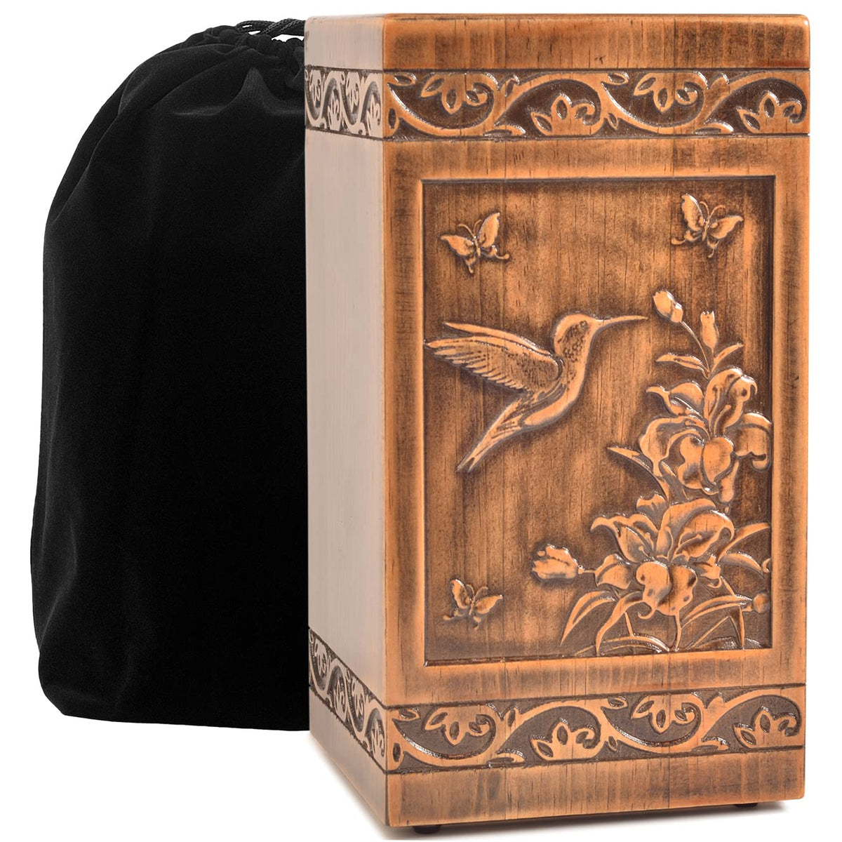engmvwod hummingbird urn front view highlights handcrafted elegance for dignified remembrance