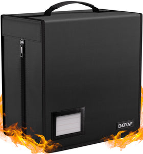 ENGPOW Fireproof CD Case overview showing sturdy zipper and label port.