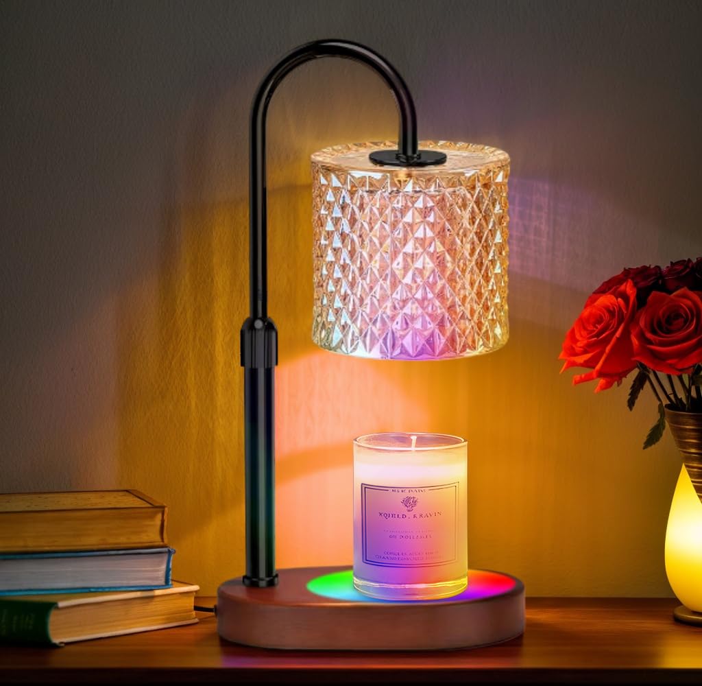 Engpure Candle Warmer Lamp with 8-color LED lights for cozy ambience and scent diffusion.