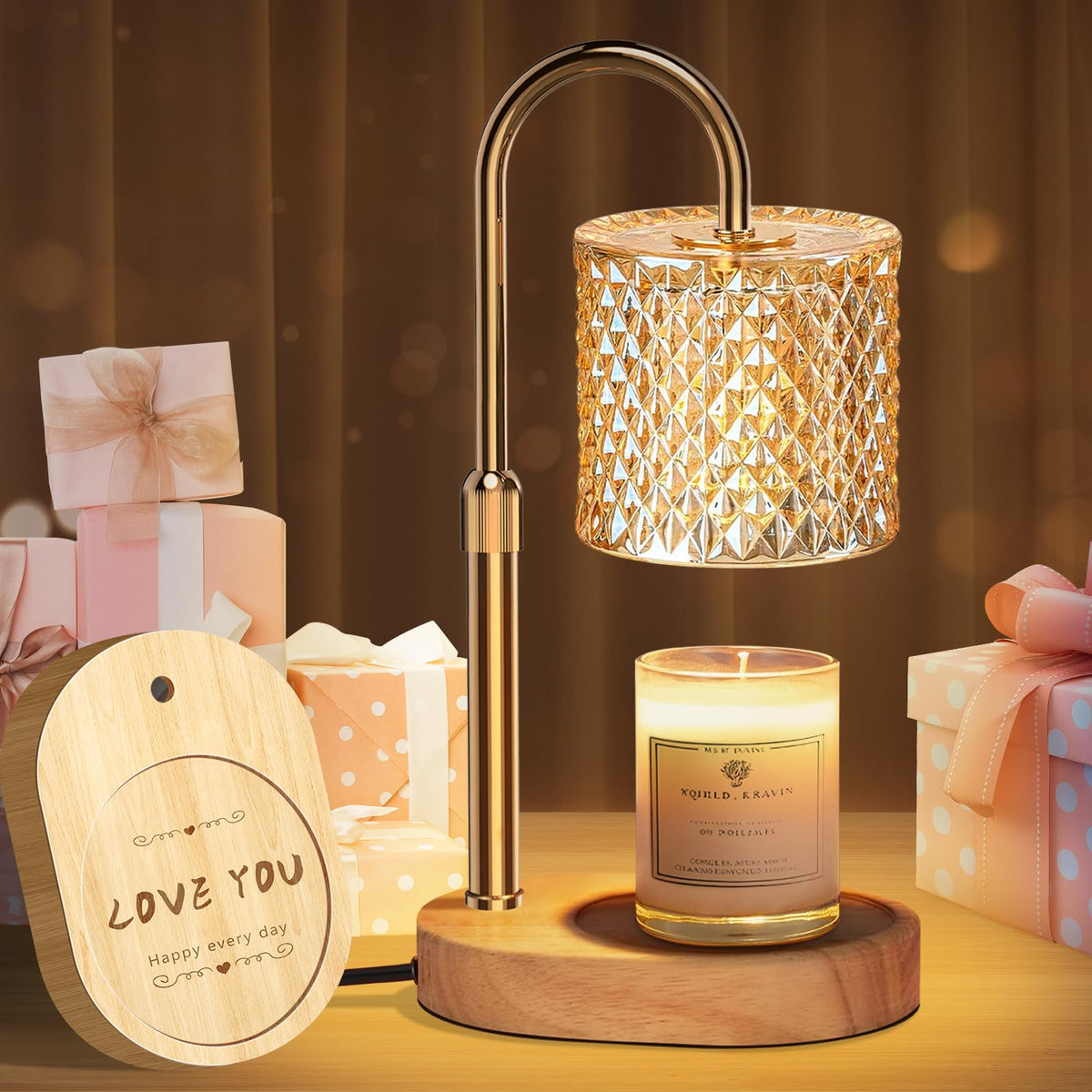 Engpure candle warmer lamp with dimmable light creates cozy ambiance without an open flame.