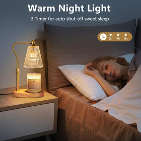 Engpure candle warmer lamp timer function, set 2, 4, or 8 hours for peace of mind.