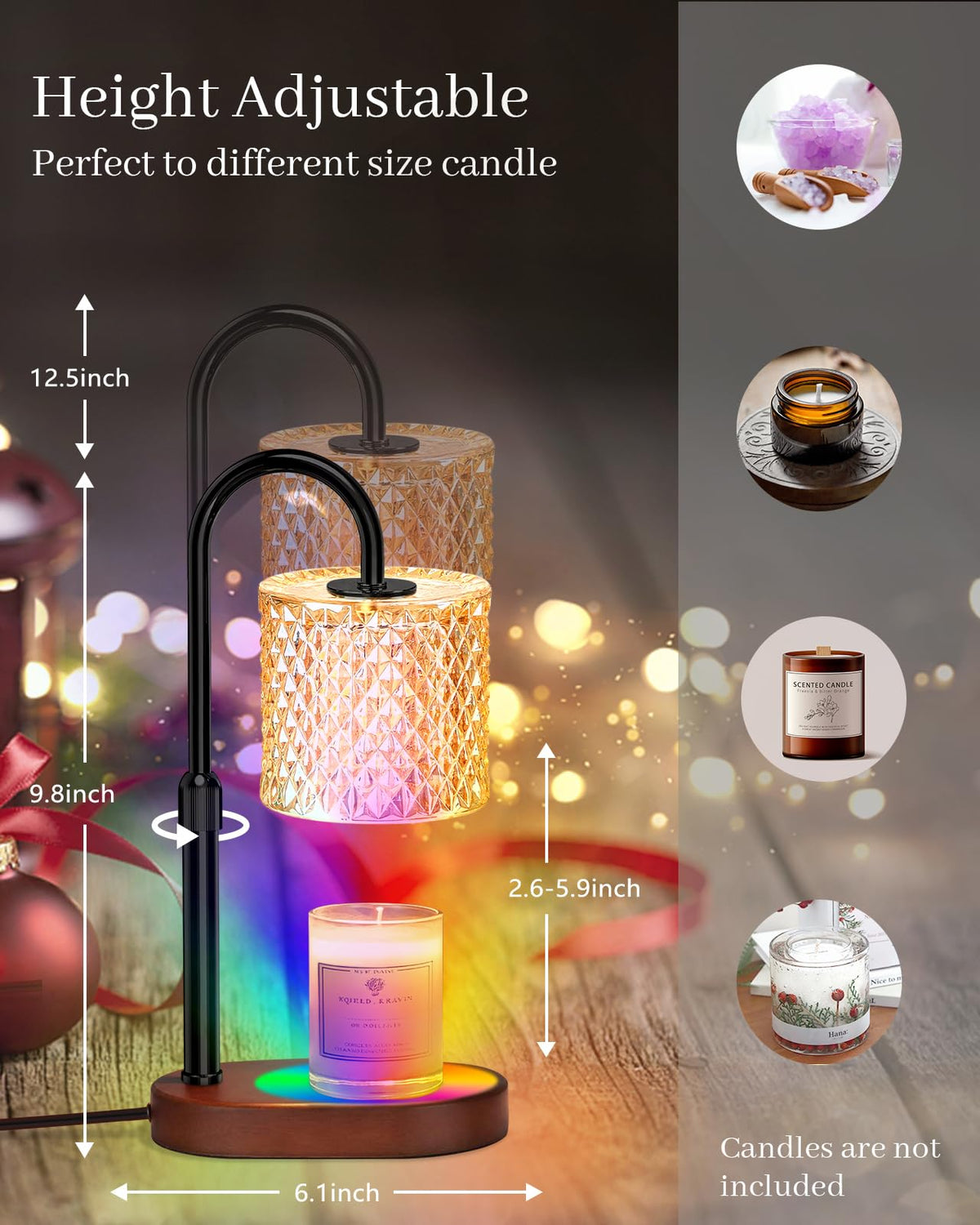 Engpure Candle Warmer on a wooden base with non-slip pads for stability.