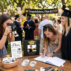 Engrowtic graduation guest book with black pen for elegant signings