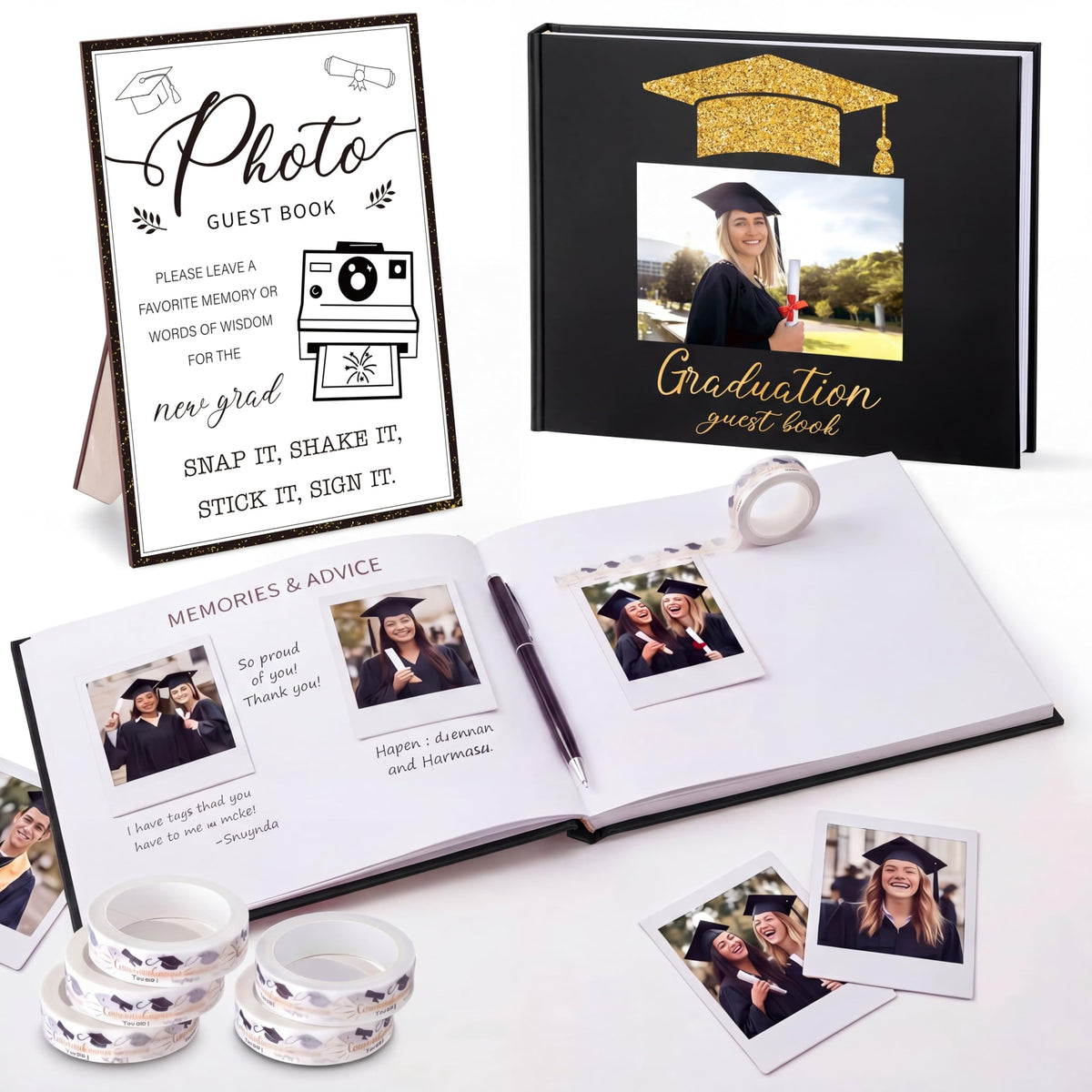 Engrowtic 2026 graduation guest book with photo insertion for signing memories