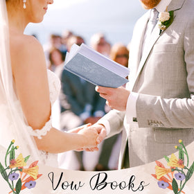 Compact 6.06 x 4.17 inch vow books for weddings.