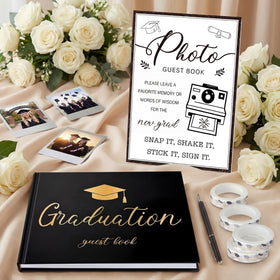Engrowtic graduation guest book cover with classic theme for a memorable Class of 2026 party.