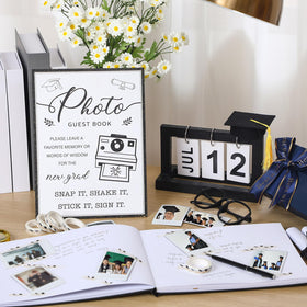 Engrowtic graduation guest book pages open for heartfelt messages and memories.