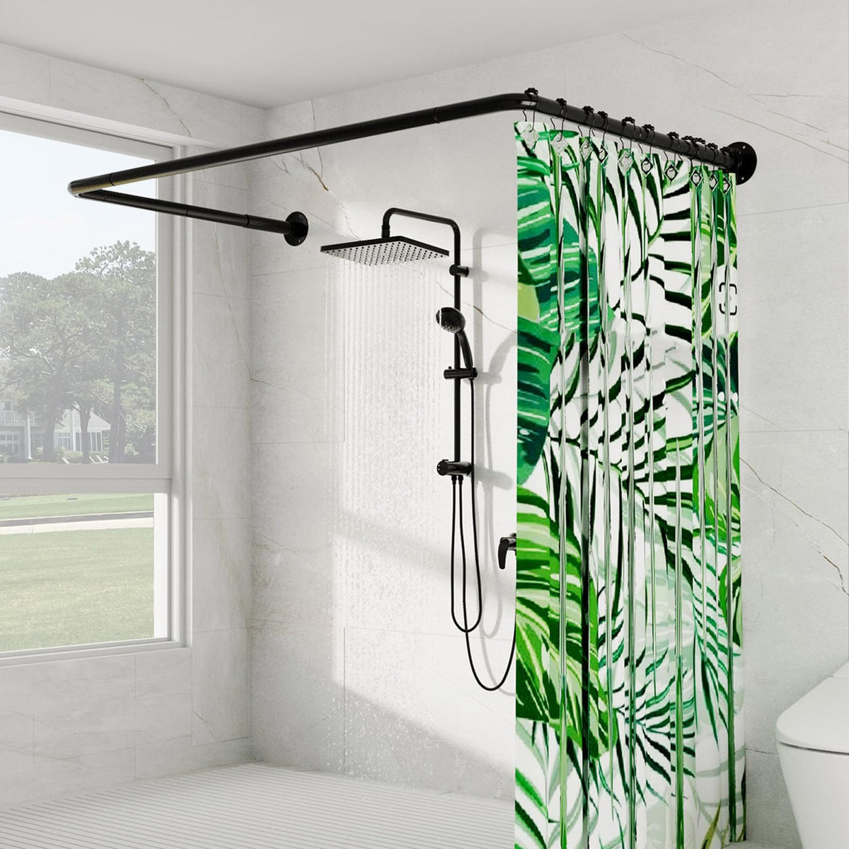 Enicvegw u shape rod fully assembled shows stable ceiling supported corner design