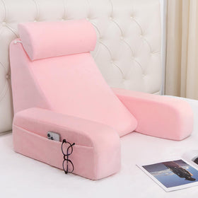 ENITYA 19inch back support pillow, front view in pink, ideal for comfortable posture