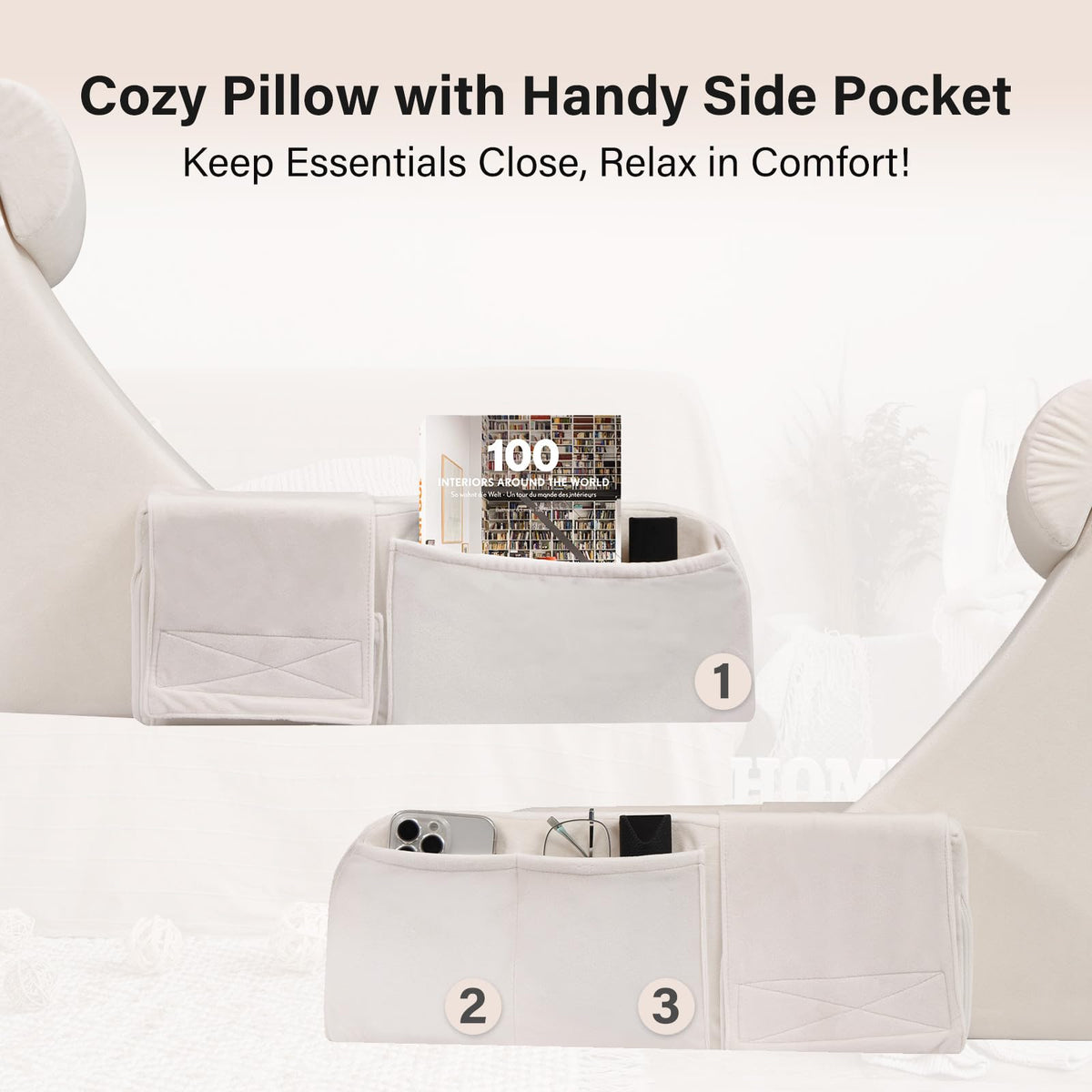 ENITYA armrests convert to leg pillows for extended lounging.