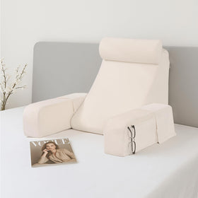ENITYA back pillow with angled backrest supports neck comfort for reading in bed.