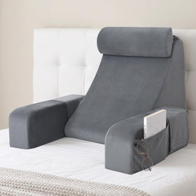 ENITYA back pillow on bed with armrests and pockets for convenient storage