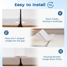 ENITYA bed bridge with T-wedge design prevents sagging and shifting.