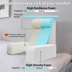 ENITYA bed pillow with storage pockets keeps books and remotes within reach.