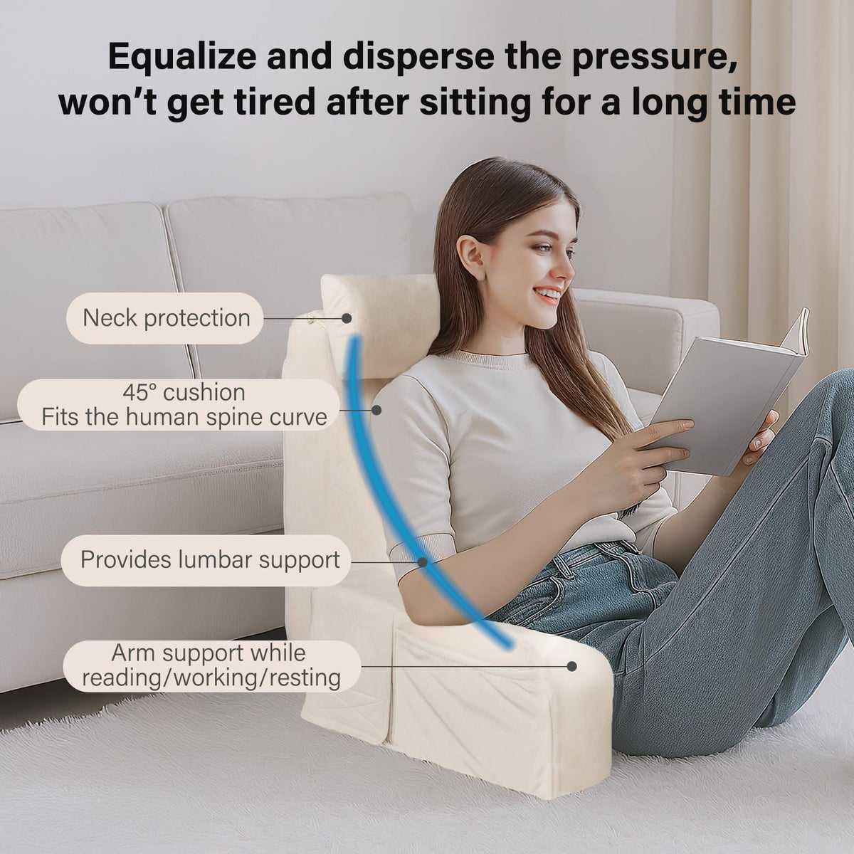 ENITYA pillow with detachable headrest and armrests for customized support.