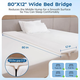 ENITYA gap filler fills up to 3 inches for a continuous sleep surface.