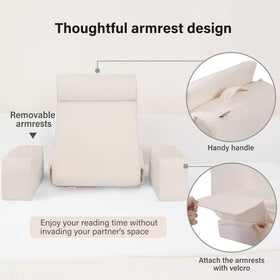 ENITYA pockets on armrests keep remotes and devices within reach.