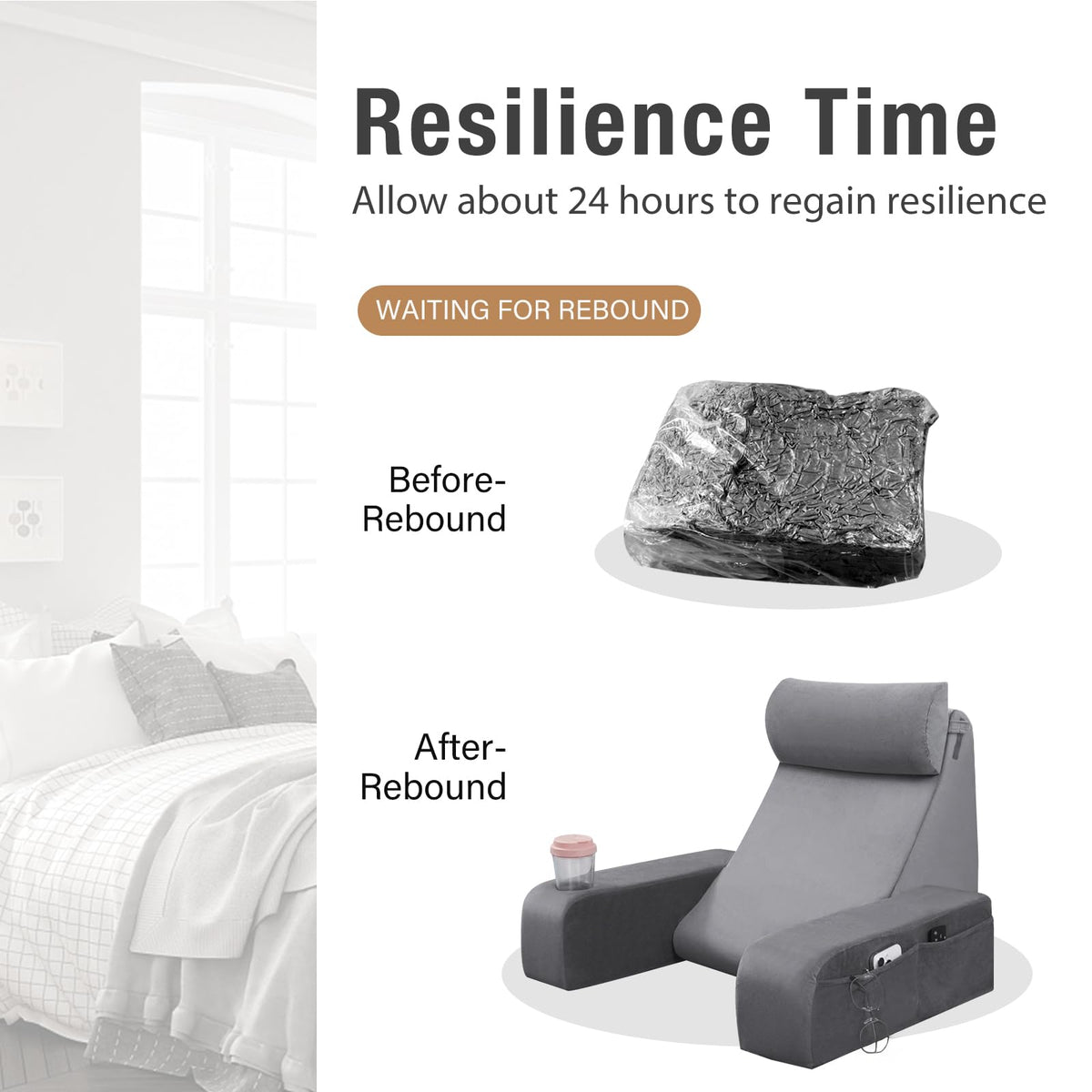 ENITYA portable back pillow with top handle for easy repositioning.