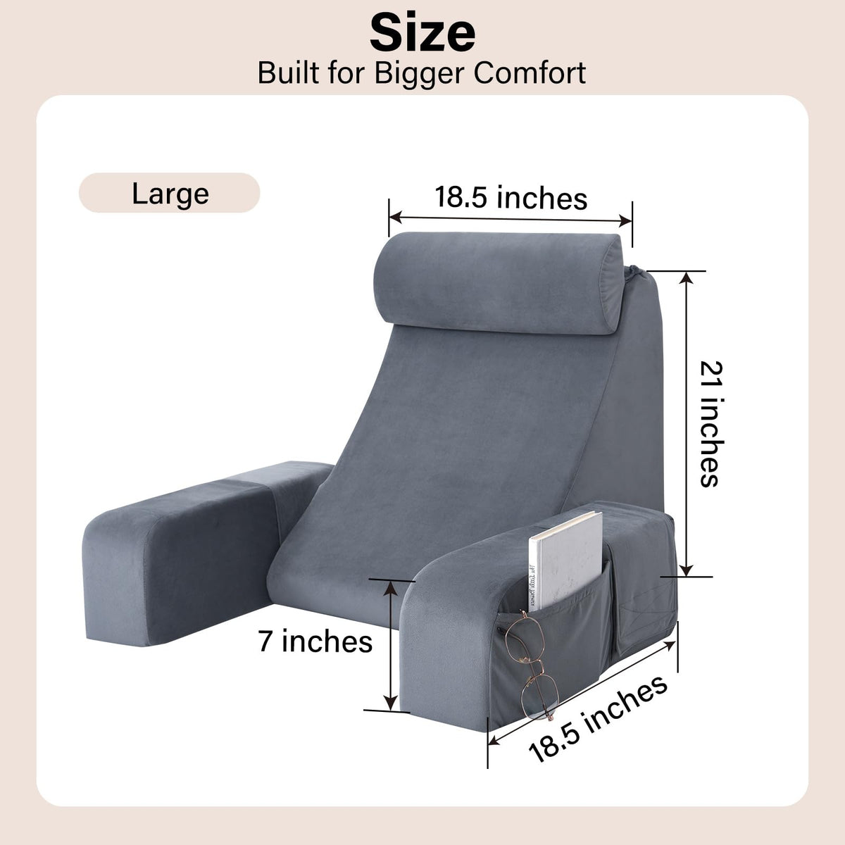 Pockets on the armrests keep remotes and snacks handy
