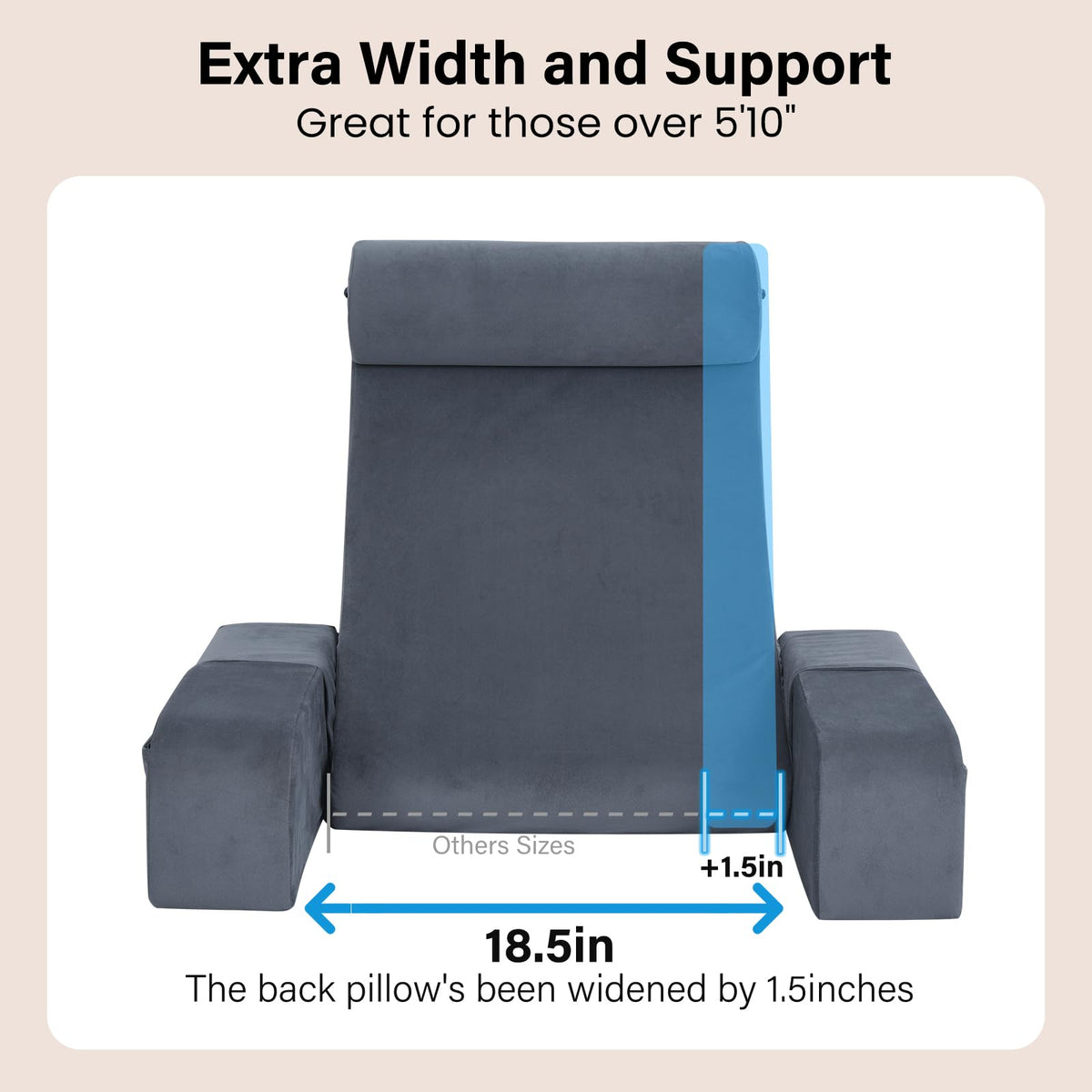 Detachable headrest and armrests adapt for lounging or gaming