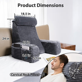 ENITYA reading pillow shows 60-degree ergonomic design supporting neck and back