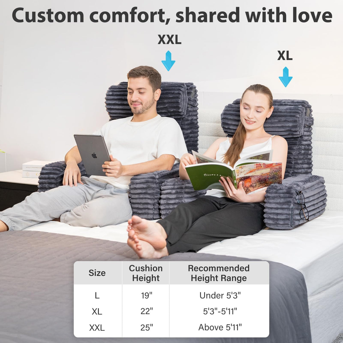 ENITYA reading pillow expands fully after delivery for bed use