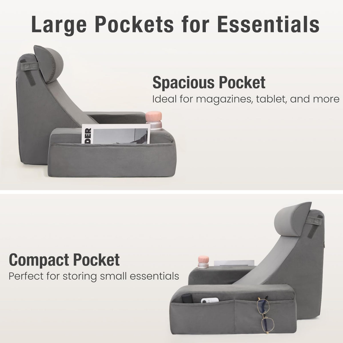 ENITYA multifunctional back pillow for studying, reading, TV, or reclining sessions.