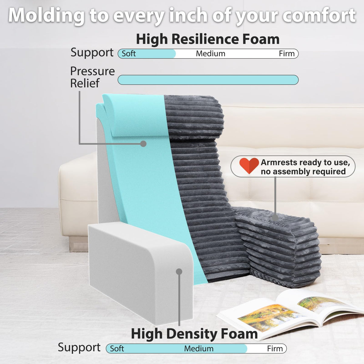 ENITYA reading pillow highlights extra-large pockets for storing essentials
