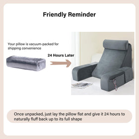 Top handle enables easy portability around bed, couch, or floor