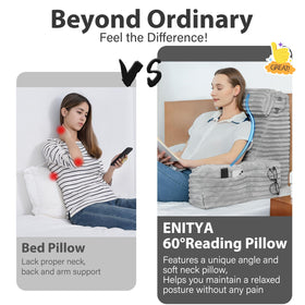 ENITYA sit-up pillow provides head, neck, and back support for long reading sessions