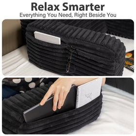 ENITYA generous side pockets keep remotes, books, and phones close.