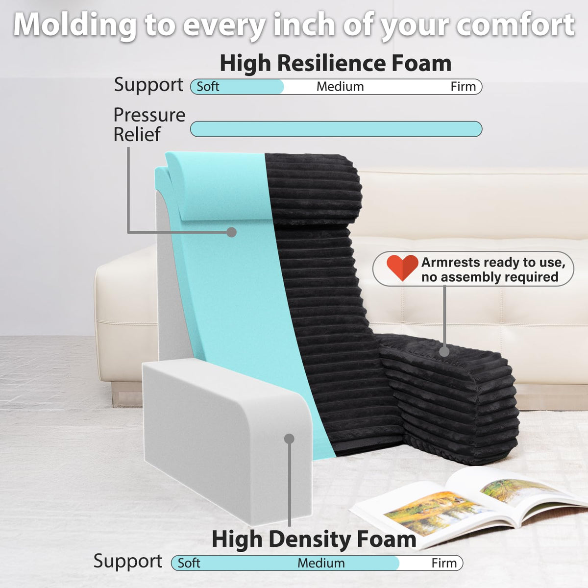 ENITYA XXL 24-inch reading pillow with foam-core for ergonomic support.