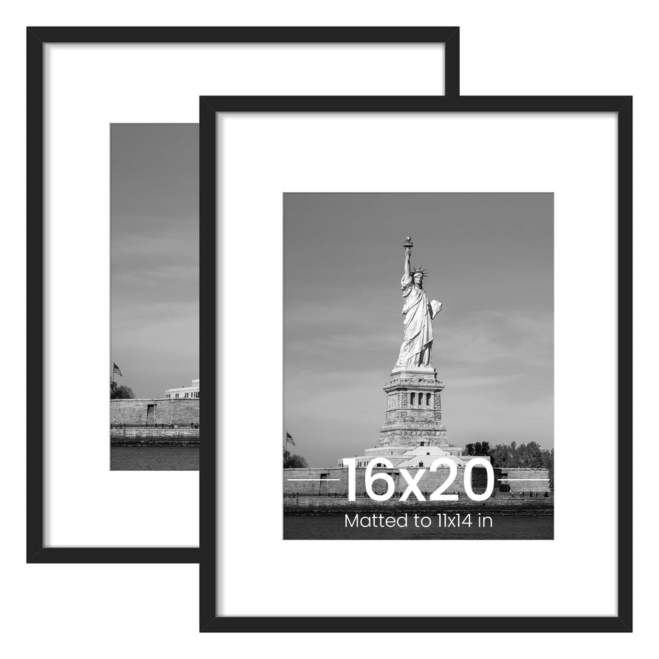 ENJOYBASICS 16x20 frame with mattes displays 11x14 photos securely.