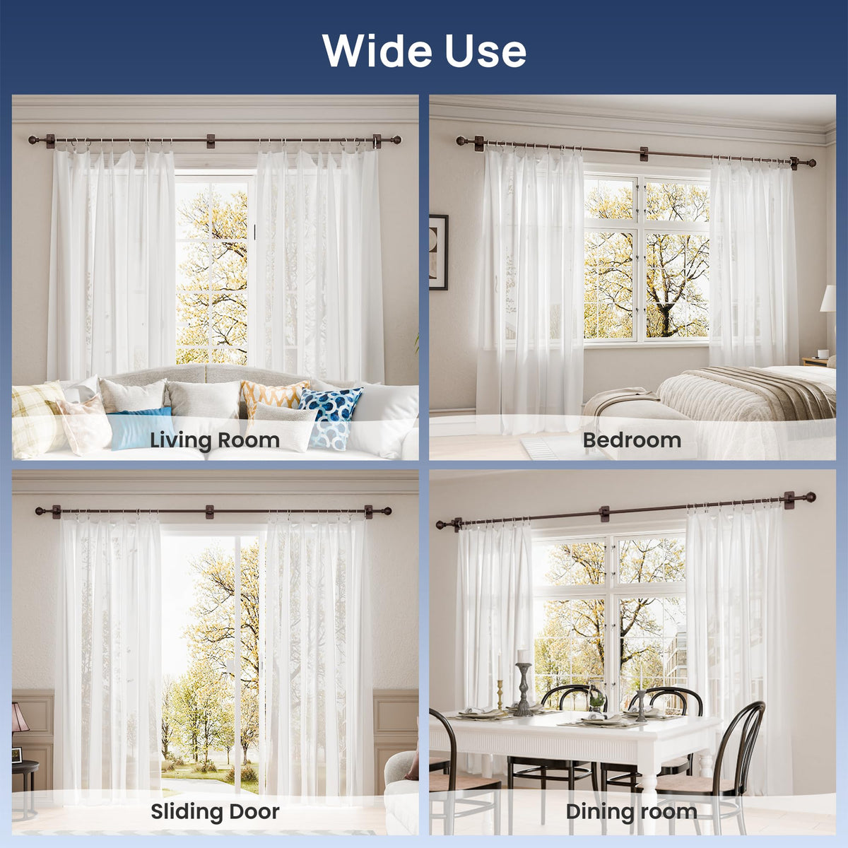 ENJOYBASICS Adjustable bronze curtain rod shows telescoping length for precise fit