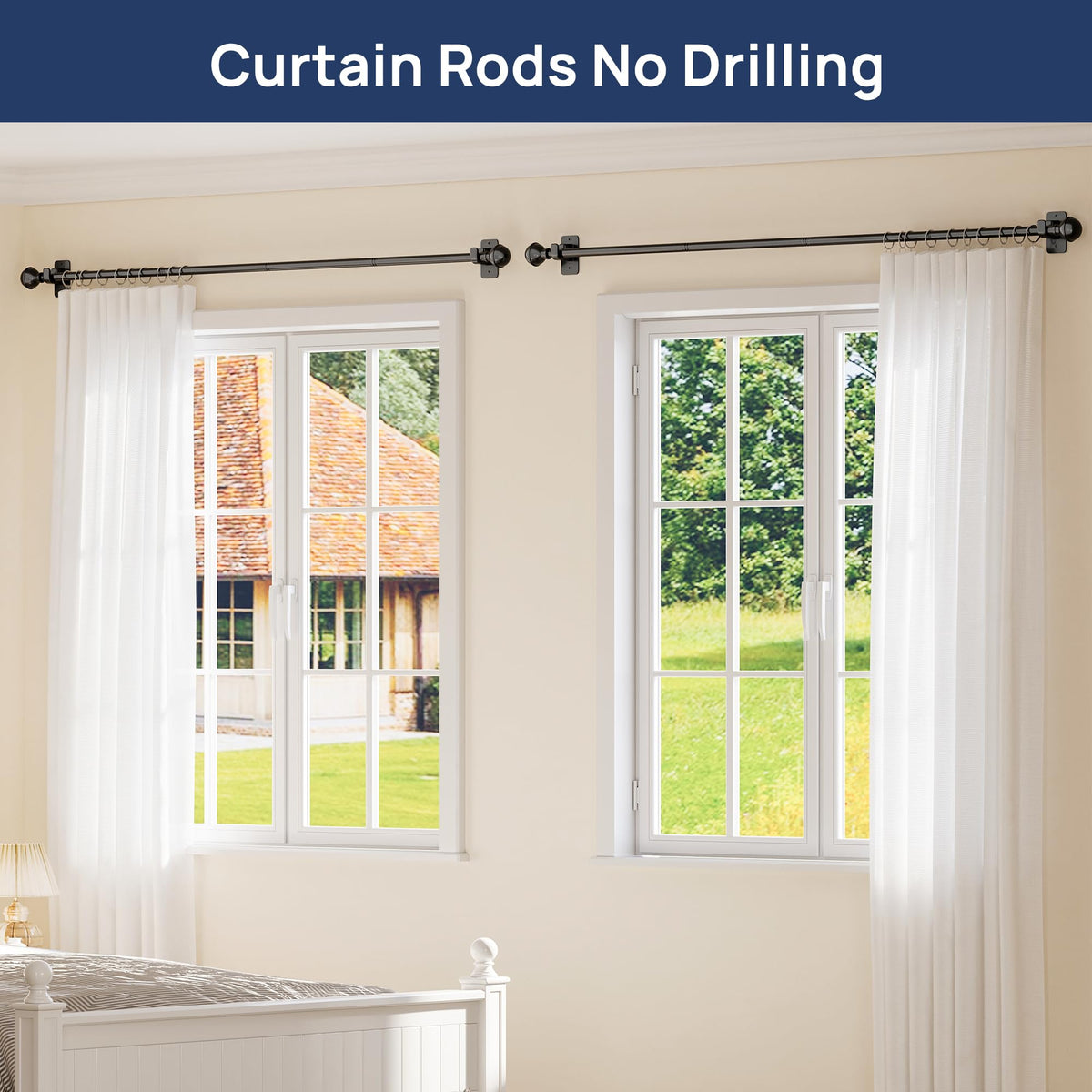ENJOYBASICS black matte curtain rod adds a modern touch to decor