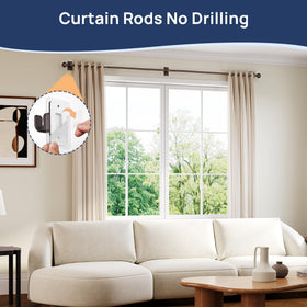 ENJOYBASICS Curtain rod installed in dorm room with easy peel-and-stick installation