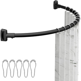 ENJOYBASICS curved shower rod with 35-77 inch adjustability for a custom fit.