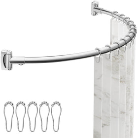 ENJOYBASICS curved shower rod extends from 35 to 77 inches for flexible bathroom fit.