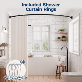 ENJOYBASICS shower rings included for smooth, effortless curtain operation.
