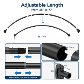ENJOYBASICS curved shape creates extra space and reduces curtain contact.