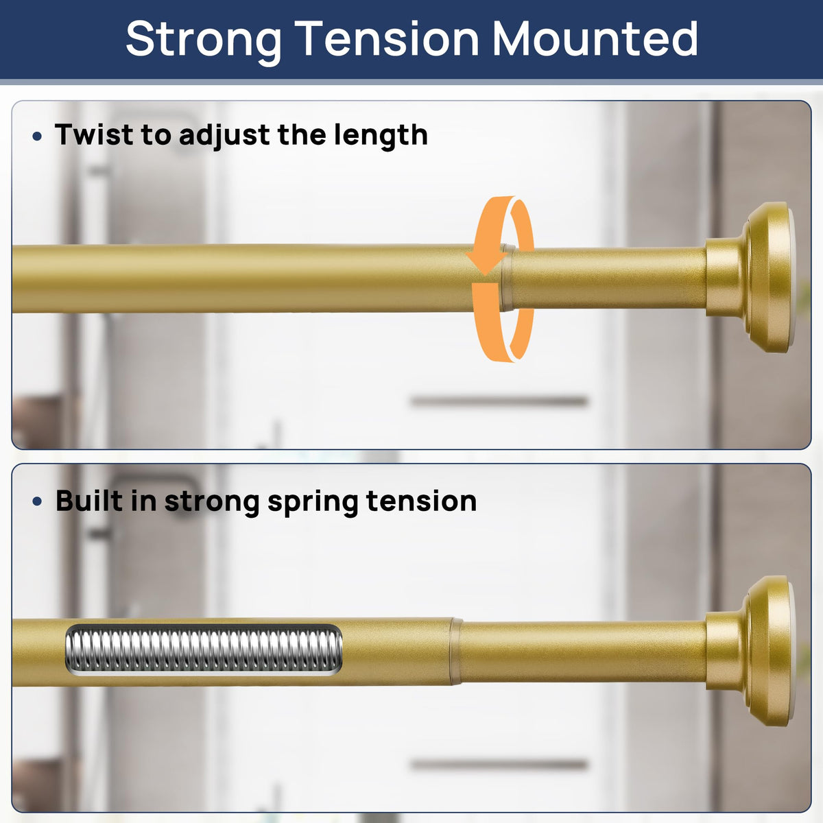 ENJOYBASICS Gold Shower Rod no-drill installation for quick setup