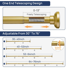 ENJOYBASICS Gold Shower Rod stainless steel look for rust resistance and style